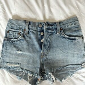 Levi's Blue Jean Shorts Distressed High-Waisted